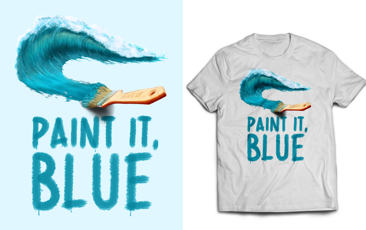 Paint it, Blue T-Shirt Illustration Mockup