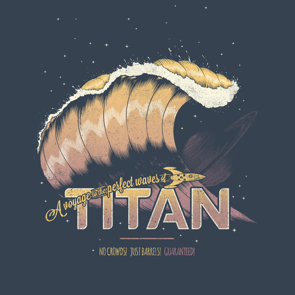 Surfing Titan Threadless T-Shirt Illustration