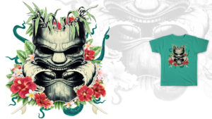 Tiki Mask Surf Art Illustration Threadless T-Shirt