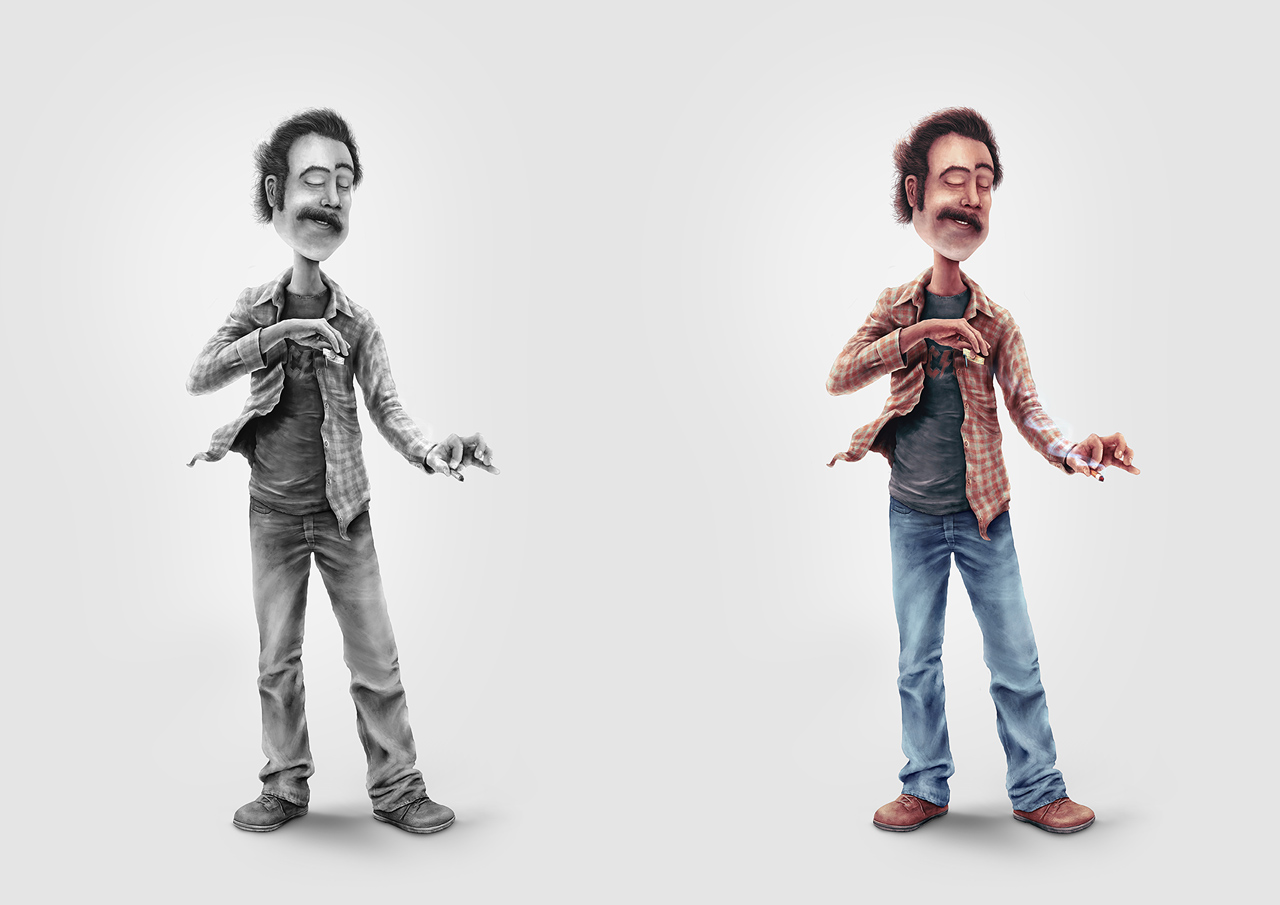 My Name Is Earl Jason Lee Illustration Character Design color and black and white