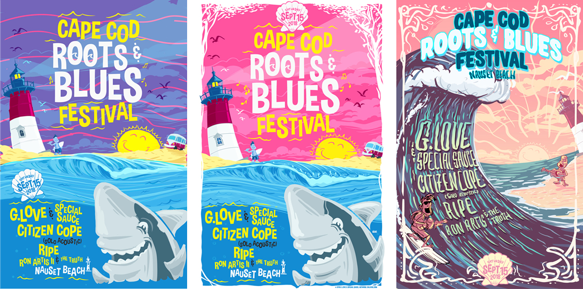 Cape Cod Roots & Blues Festival 2018 – Previous poster drafts and scribbles