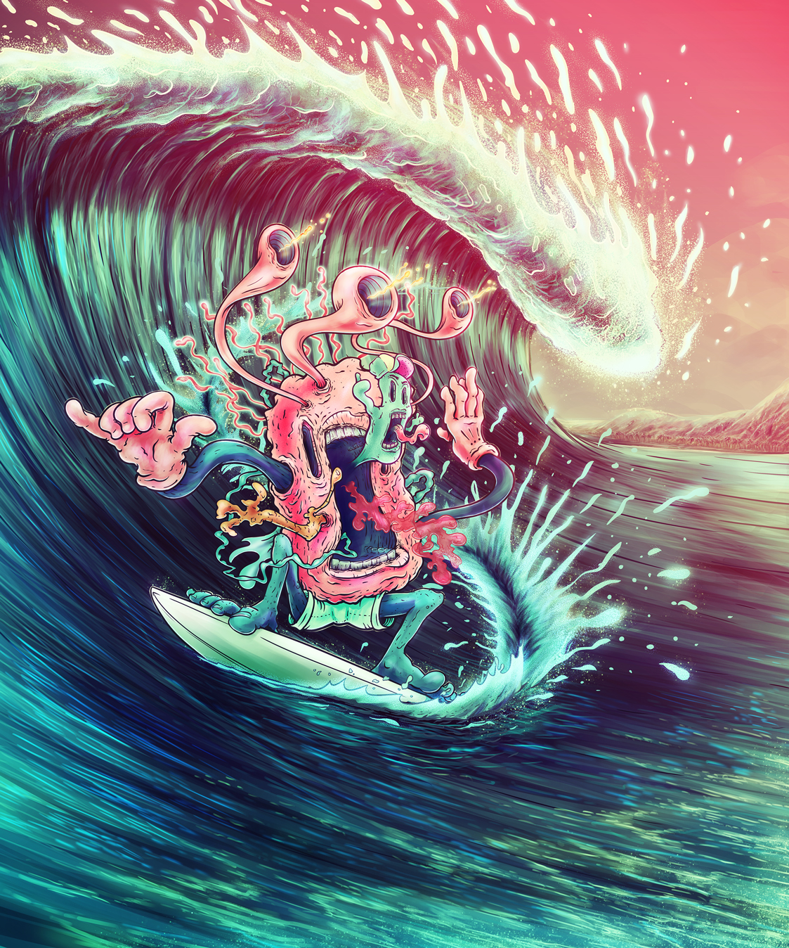 Kooks Surfing Magazine No. 1 Surf Art Cover Illustration