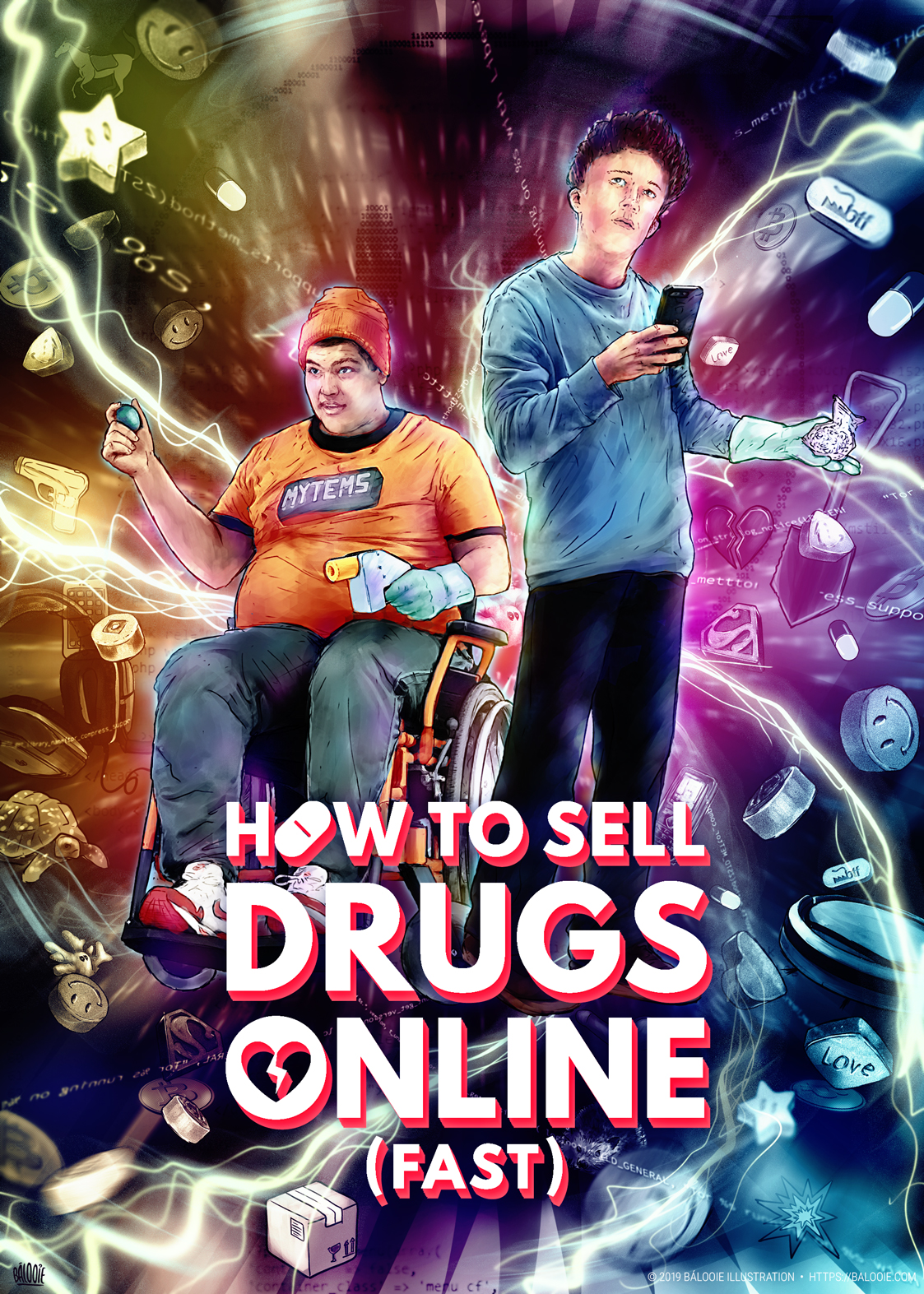 How To Sell Drugs Online (Fast) – Netflix series cover illustration draft 1